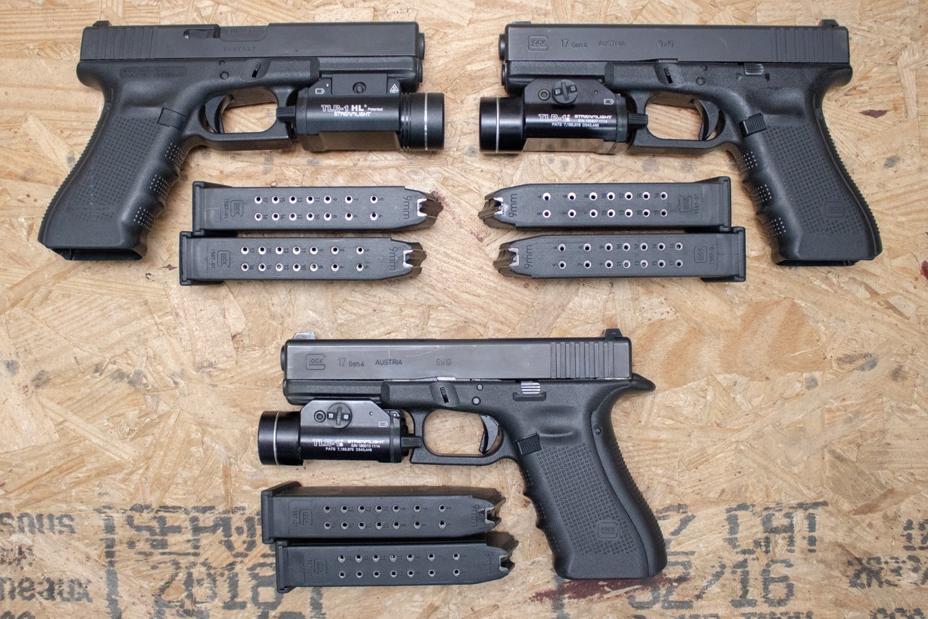 GLOCK 17 Gen4 9mm Police Trade-In Pistols with Night Sights and TLR-1 Light (Good Condition)